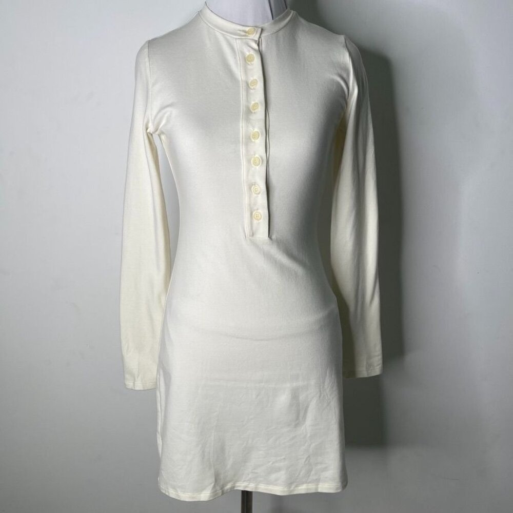 Reformation Cream Long-Sleeve Mini Dress - Picture 2 of 15